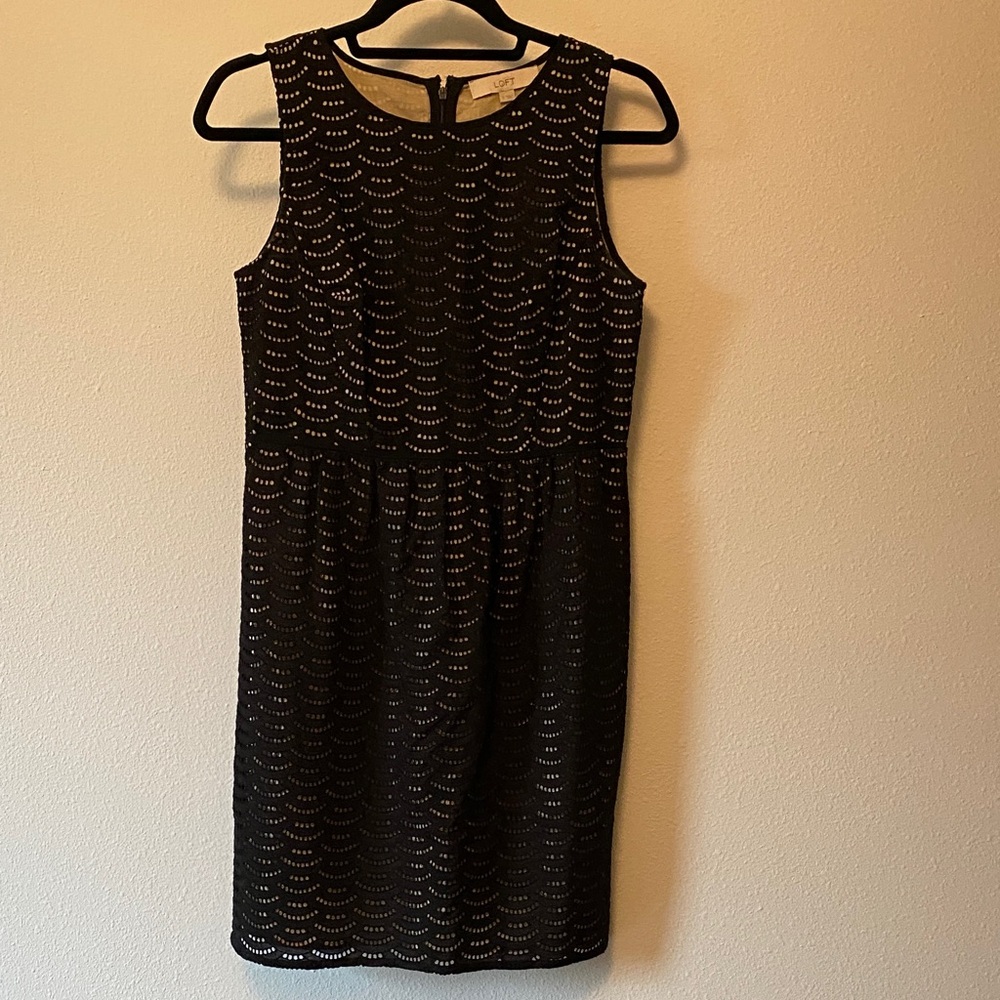 LOFT Black Textured Mini Dress